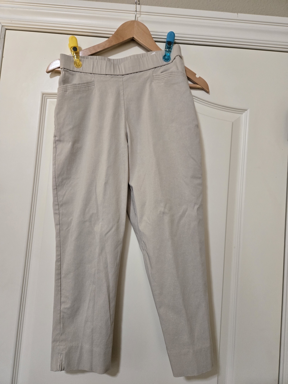 Susan Graver Straight Leg Stretch Pants - Light Beige